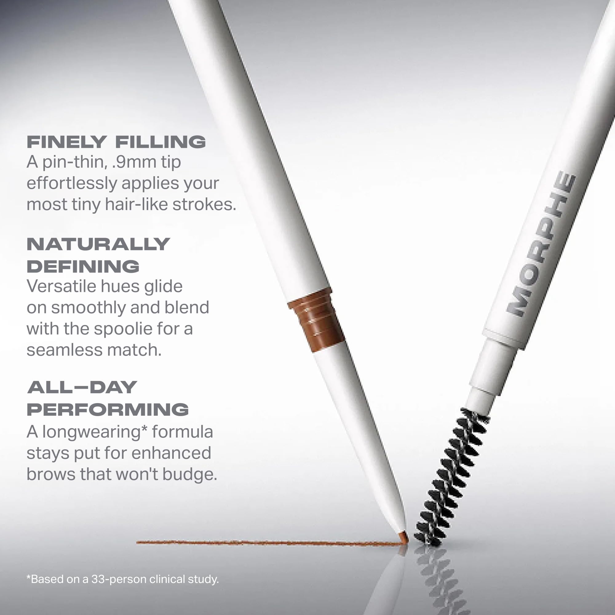 Morphe Nano Brow Pencil - Ultrafine Eyebrow Pencil for Hairlike Strokes - Precision Eye Makeup with Spoolie Brush for Natural Definition and Long-Lasting Wear - Almond (0.001 oz)