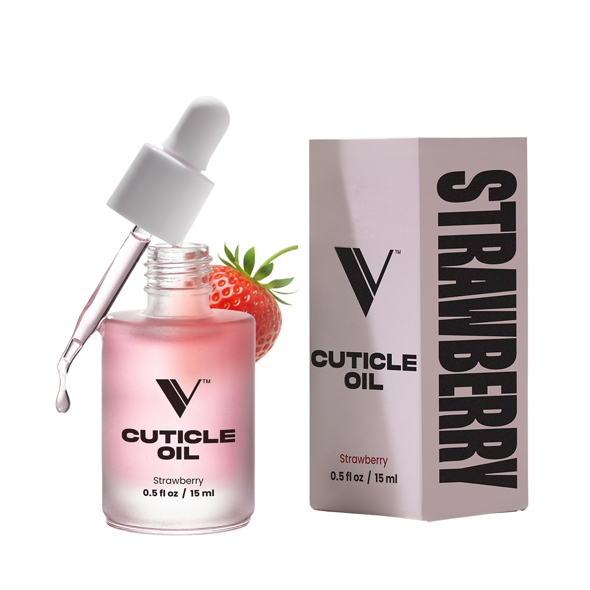 V Beauty Pure Cuticle Oil for Nails - Natural Nail and Cuticle Oil, Softens, Moisturizer, and Conditions, Products for Manicure and Pedicure, Non-Greasy, Promotes Flexibility, Strawberry- 15ml