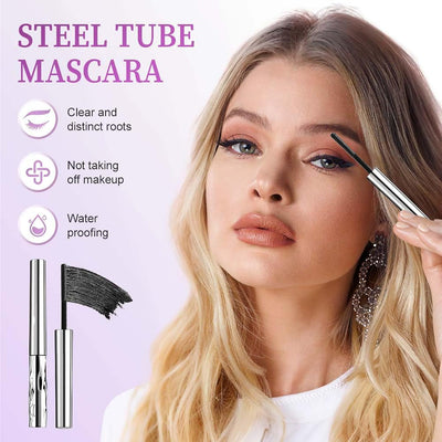 Iron Wand Mascara, 2025 Upgraded Waterproof Metal Wand Mascara Tubing, Upgrade 3D Curling Metal Wands Mascaras Black, No Flaking, No Clumping(1pcs)