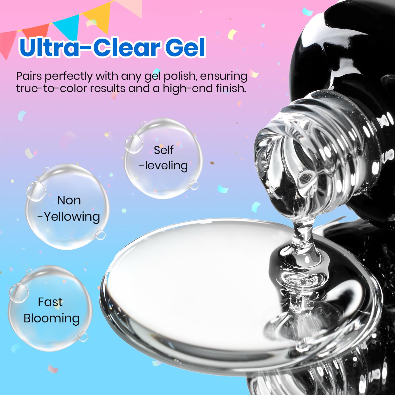 Beetles Blooming Gel 15ml Clear Uv Led Aura Nails Gel Polish for Spreading Effect Marble Natural Stone Watercolor Floral Print Soak off Diy Nail Art Design Manicure Gift for Women
