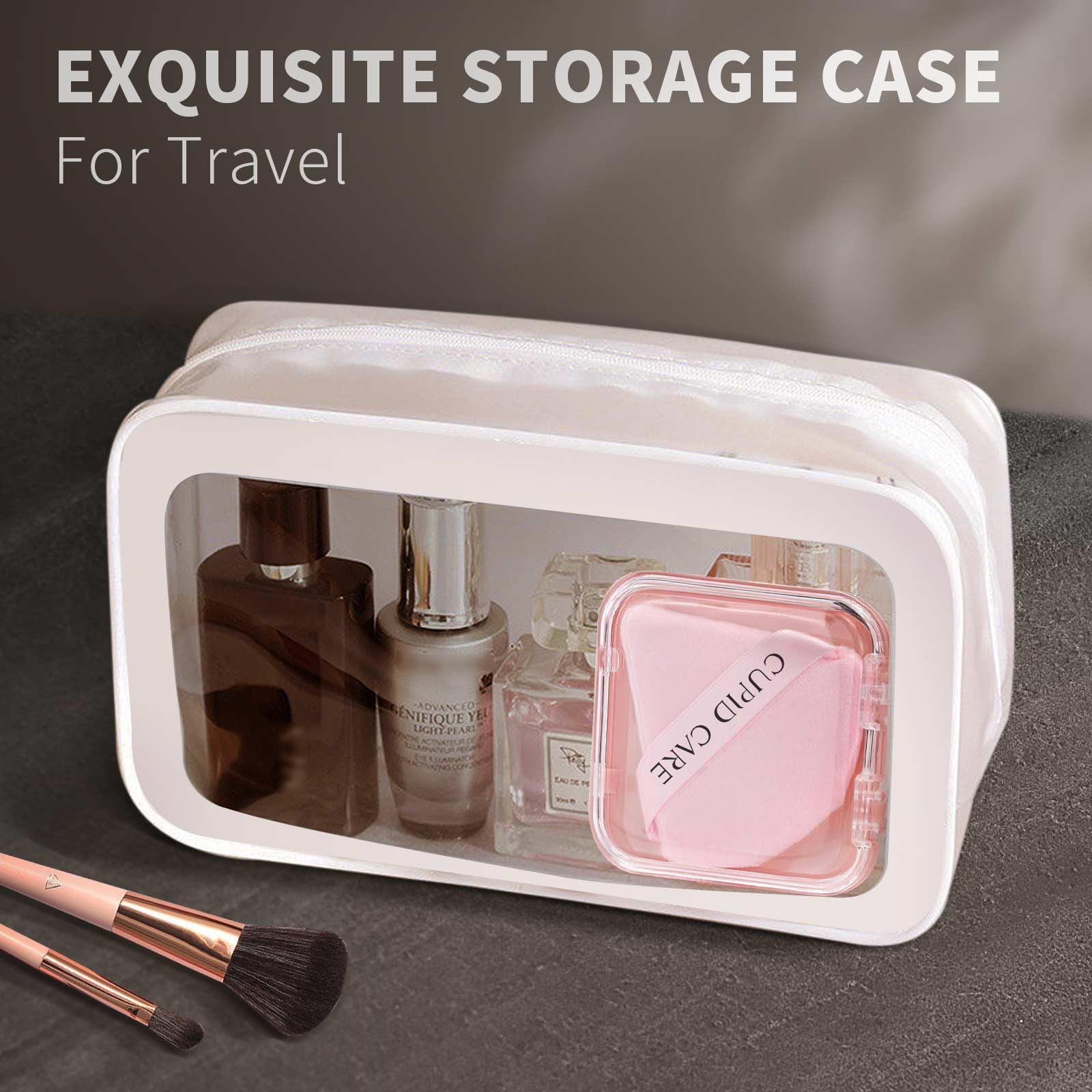 CUPID CARE 6 Pcs Triangle Powder Puff with 2 Travel Cases, Setting Powder Puffs for Face, Velour Makeup Puff for Loose Powder Body Powder, Blender Sponge Foundation Blending Sponges Beauty Tools