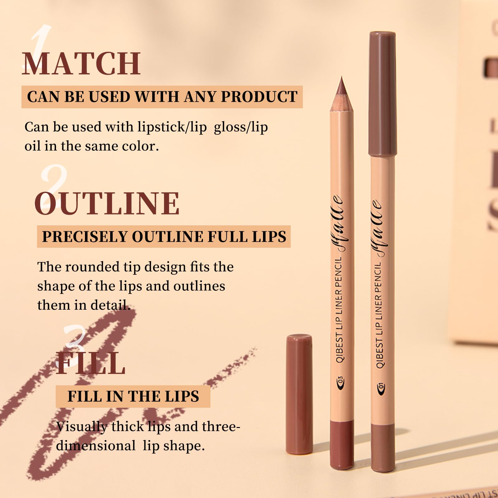 Petansy Matte Lip Liner Set,12 Colors Long Lasting Waterproof Nude Lip Liner Pencil Set,Smooth and High Pigmented Natural Lip Makeup Pencil,Matte Makeup Lipliners