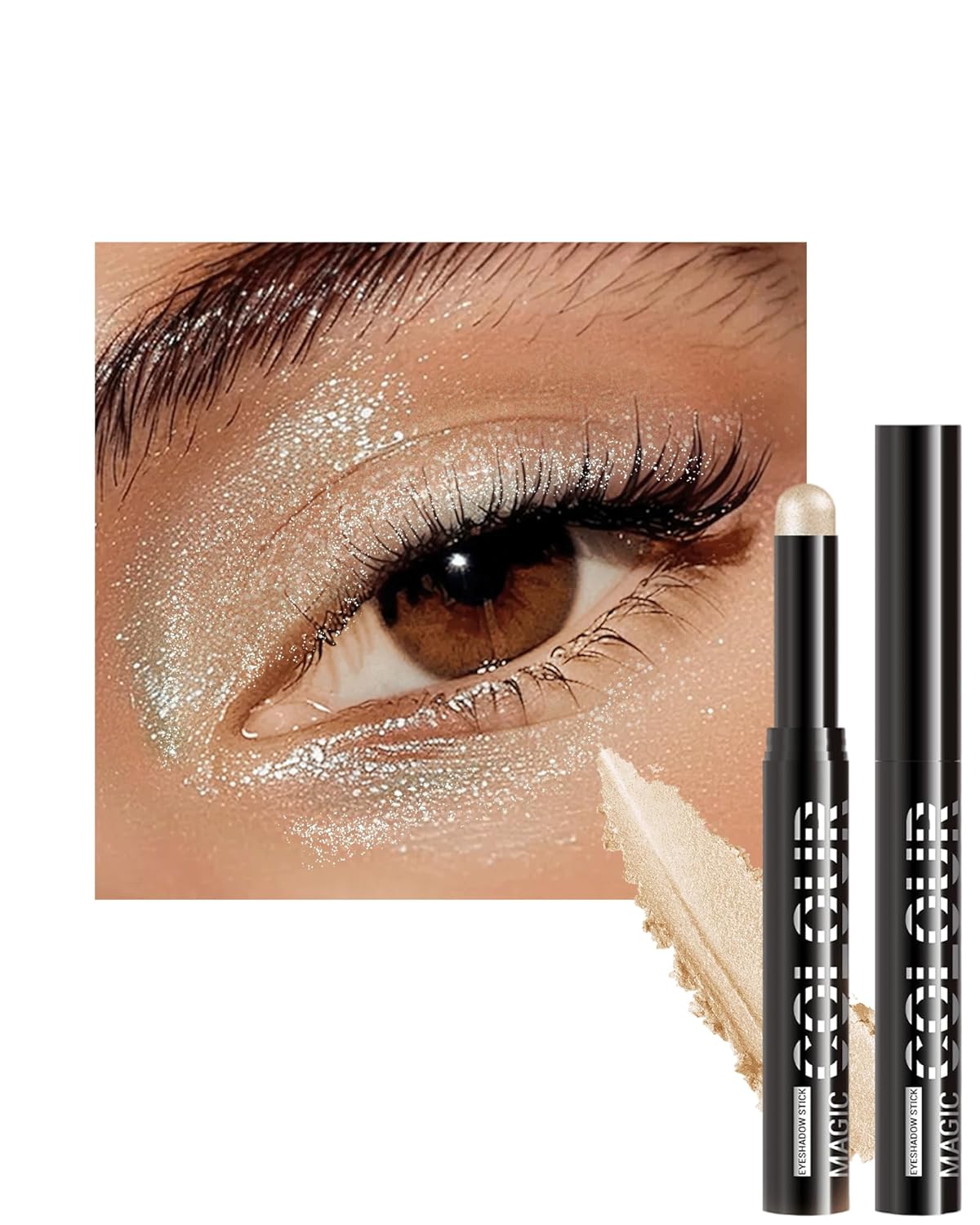 Waterproof Cream Eyeshadow Stick, Purple Shimmer Highly Pigmented Long-lasting Eye Shadow Pencil, Metallic Blendable Eyeshadow Brightener Applicator Stick, Hypoallergenic Women Eye Highlight Makeup-23