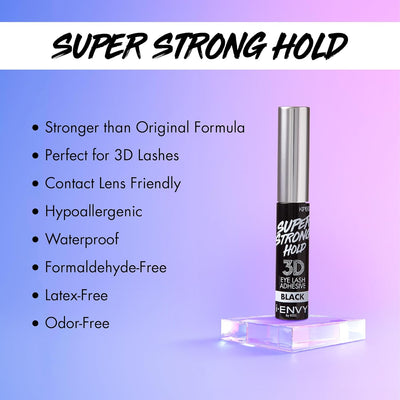 i-Envy Super Strong Hold 3D Strip Lash Glue Brush-On False Eyelash Adhesive, Waterproof, Hypoallergenic, Latex & Formaldehyde Free (Black)