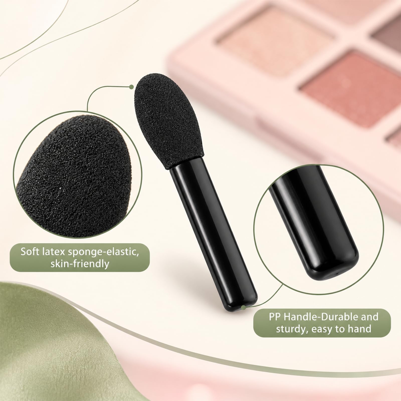 50Pcs Eyeshadow Applicators Sponge Eye Shadow Applicator Sticks Eyeshadow Sponge Tip Eye Shadow Brushes Travel Portable Mini Eyes Makeup Applicators for Women, Single Head, Black