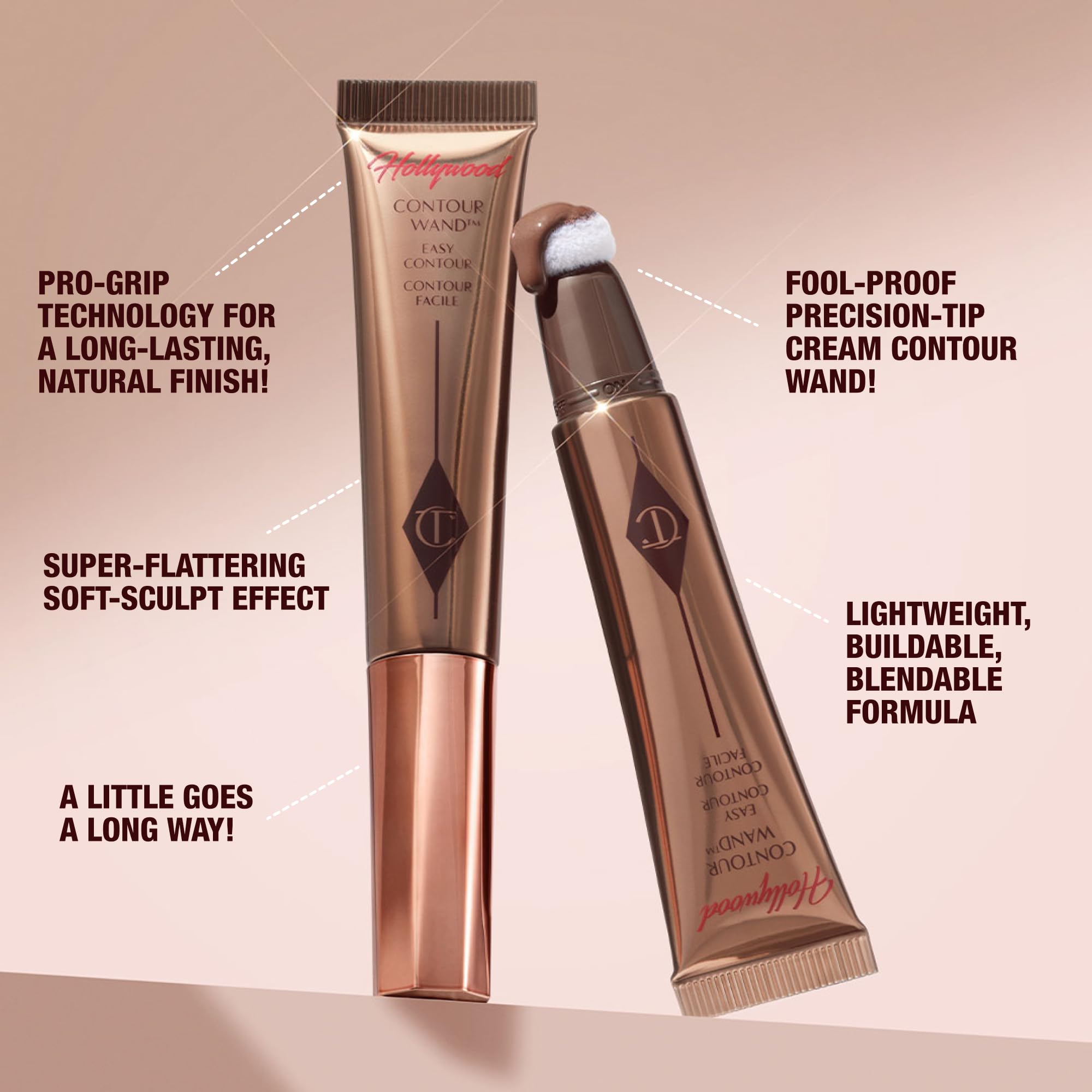 Charlotte Tilbury Hollywood Liquid Contour Wand - Easy-to-Use Contour Stick & Liquid Bronzer for Sculpting & Shaping - Leaves a Natural-Looking Sculpted Finish - Fair/Medium