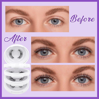 4-Pairs Magnetic Eyelashes Kit with Applicator: Wendy Natural Reusable False Lash Soft Waterproof False Lash No Glue Needed, 079+B01