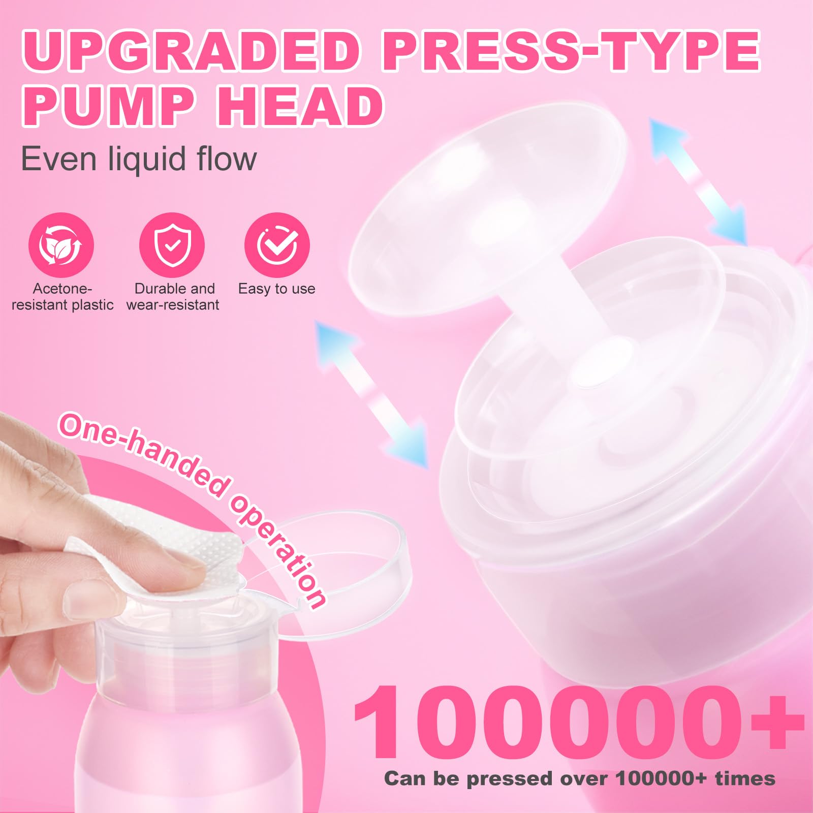 MEKK Acetone Pump Dispenser,Push Down Pump Dispenser Empty Alcohol Dispenser Push Down Nail Polish Remover Pump One-Touch Pump Bottle Dispenser for Nail Polish & Makeup Remover 2 Pack 200ML(6.8oz)