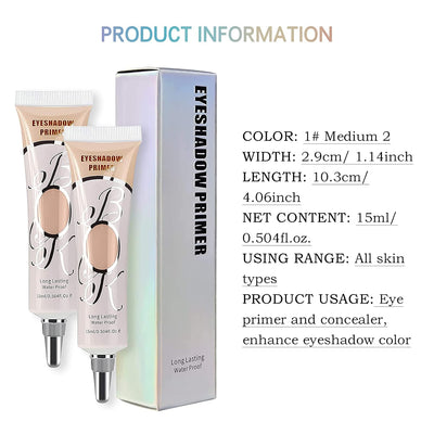2 Pack Matte Eyeshadow Primer for Oily Lids Medium Eyeshadow No Crease Eye Primer Makeup Eyeshadow Base Waterproof & Smudge-proof & Long Lasting Cream Liquid Eye-shadow for All Shadows (Set B)