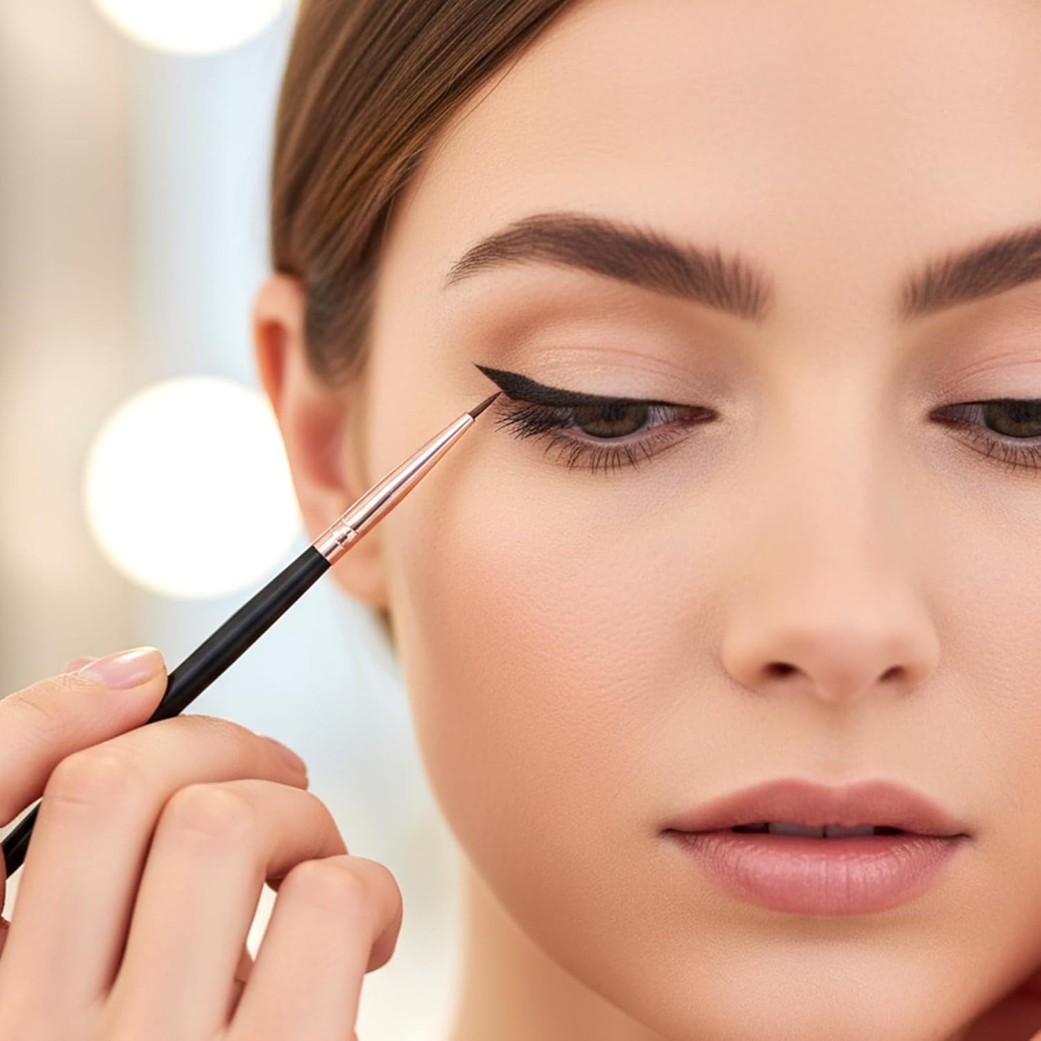 6 Pack Eye Liner Brushes Makeup Fine Point Eyeliner Brush Fine Angled Eyeliners Brush Portable Eye Gel Foundation Brushes Water Activated Graphic Cosmetic Liner Wands for Women