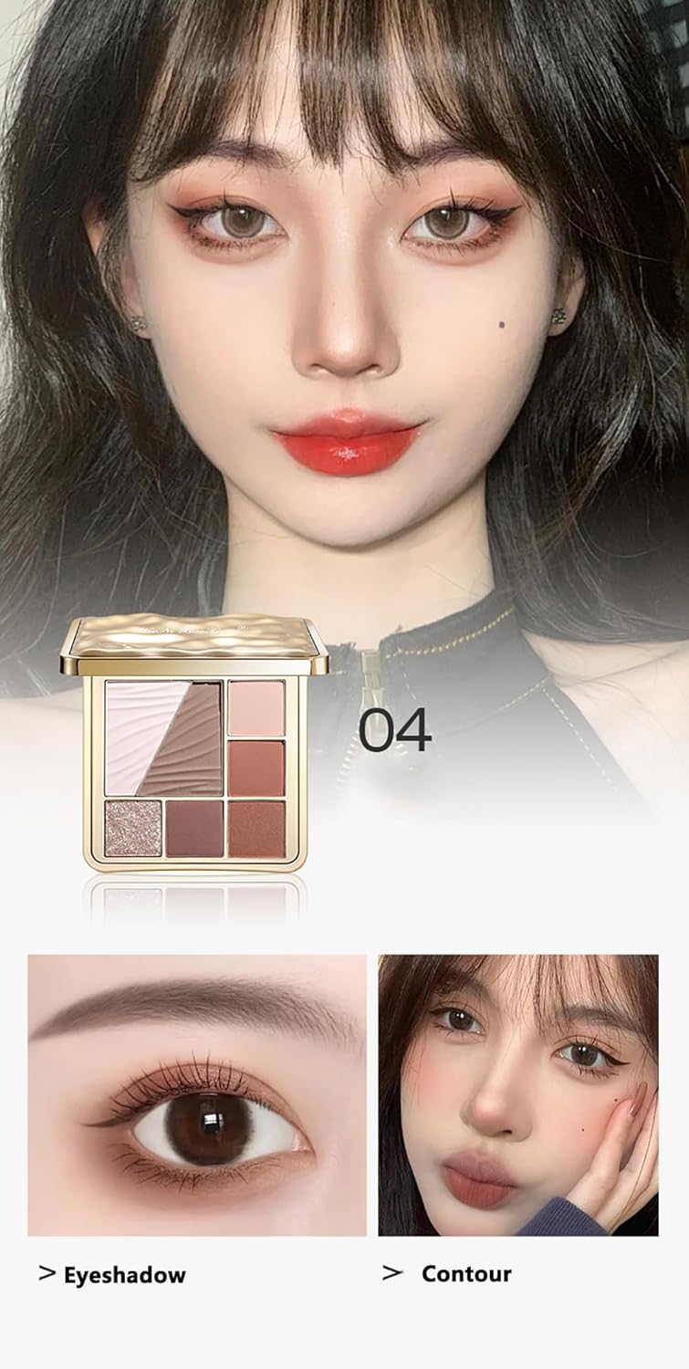 All-in-One Eyeshadow Palette, 7 Colors Eye Shadow Palette, Glitter, Matte, Shimmer Eyeshadows, Blush, Highlighter Contour Makeup Palettes, Highly Pigmented Waterproof Long Lasting. (Color 4)