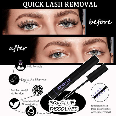 2Pcs Lash Remover for Lash Extension,Cluster Lash Glue Remover Individual Eyelashes Gentle Eye Removal for False Lashes,Eyelash Extension Adhesive Remover Self Use at Home