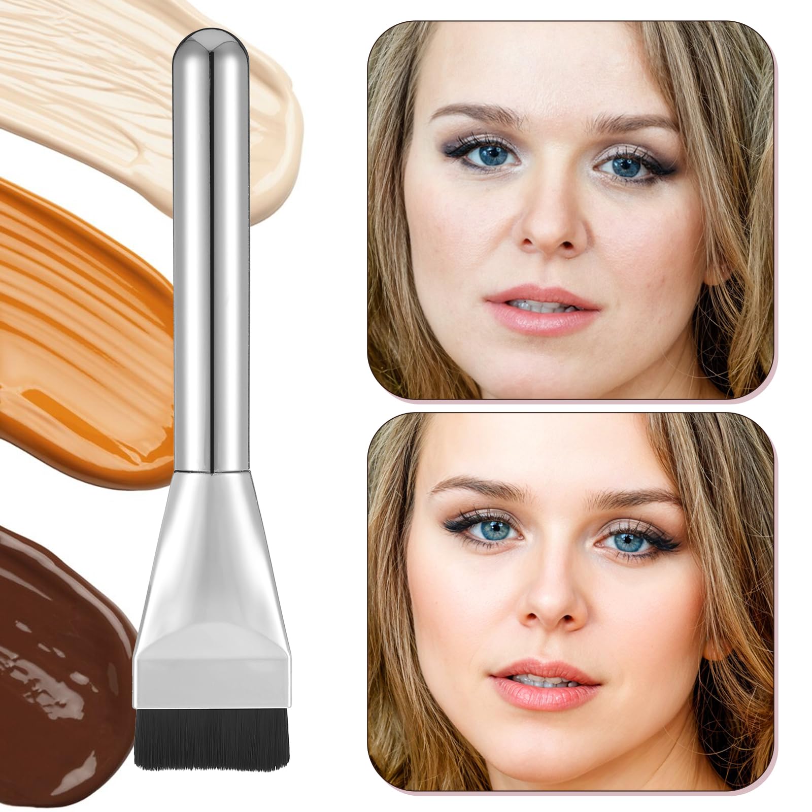 Mabor 3Pcs Make up Spatula Set, Makeup Mixing Palette Tray & Foundation Spatula & Brush, Make up Accessories Set for Women Girl Korean Makeup Facial Cosmetic Nail Art Tool