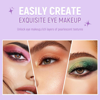 Light Green Shimmer Eyeshadow Green Double Colors Palette, High Pigment Eye Shadow Powder, Blendable Smooth and Texture Waterproof, Smudge-proof, Durable and Long-lasting Makeup Palette 02#