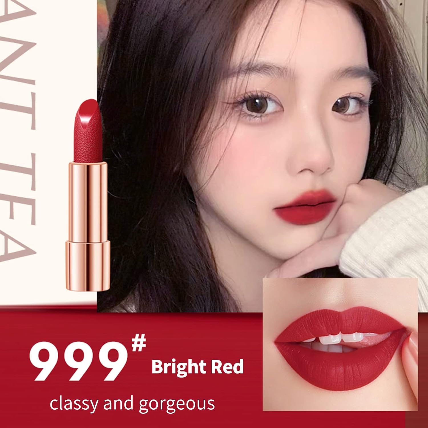 Newvenper 3 Colors Matte Lipstick Set Lip Stick with Orange Chain Bag Package Velvet Lip stick Set Waterproof Non-Stick Cup Long Lasting Retractable Red Lipstick Set 3.5gx3 Pcs