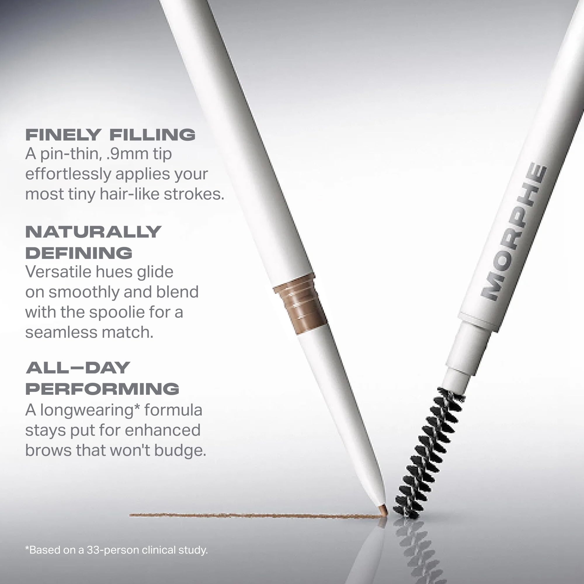 Morphe Nano Brow Pencil - Ultrafine Eyebrow Pencil for Hairlike Strokes - Precision Eye Makeup with Spoolie Brush for Natural Definition and Long-Lasting Wear - Biscotti (0.001 oz)