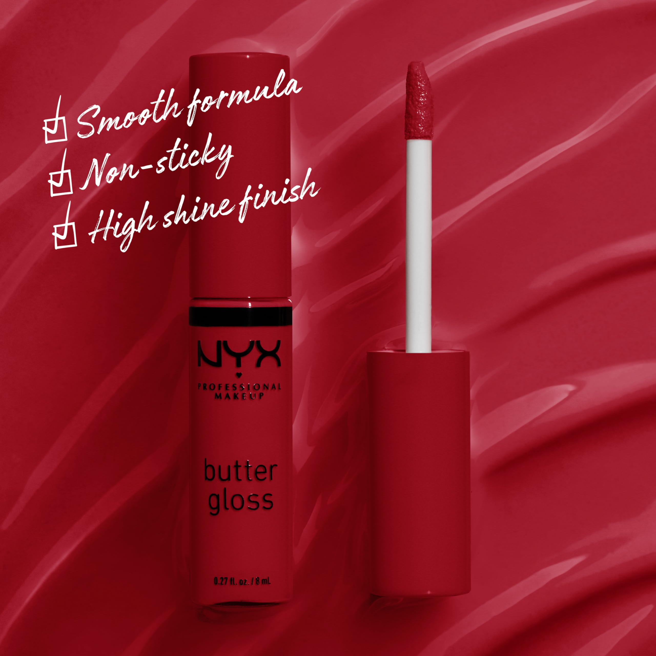 NYX PROFESSIONAL MAKEUP Butter Gloss, Non-Sticky Lip Gloss - Rocky Road (Wine)