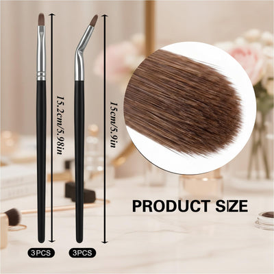 6 Pcs Angled Eyeliner Brush Thin Eyeliner Brush, Gel Eye Liner Brushes Ultra Fine Soft Sable Eye Liner Makeup Tools for Women to Accurately Apply Gel and Wet Powder