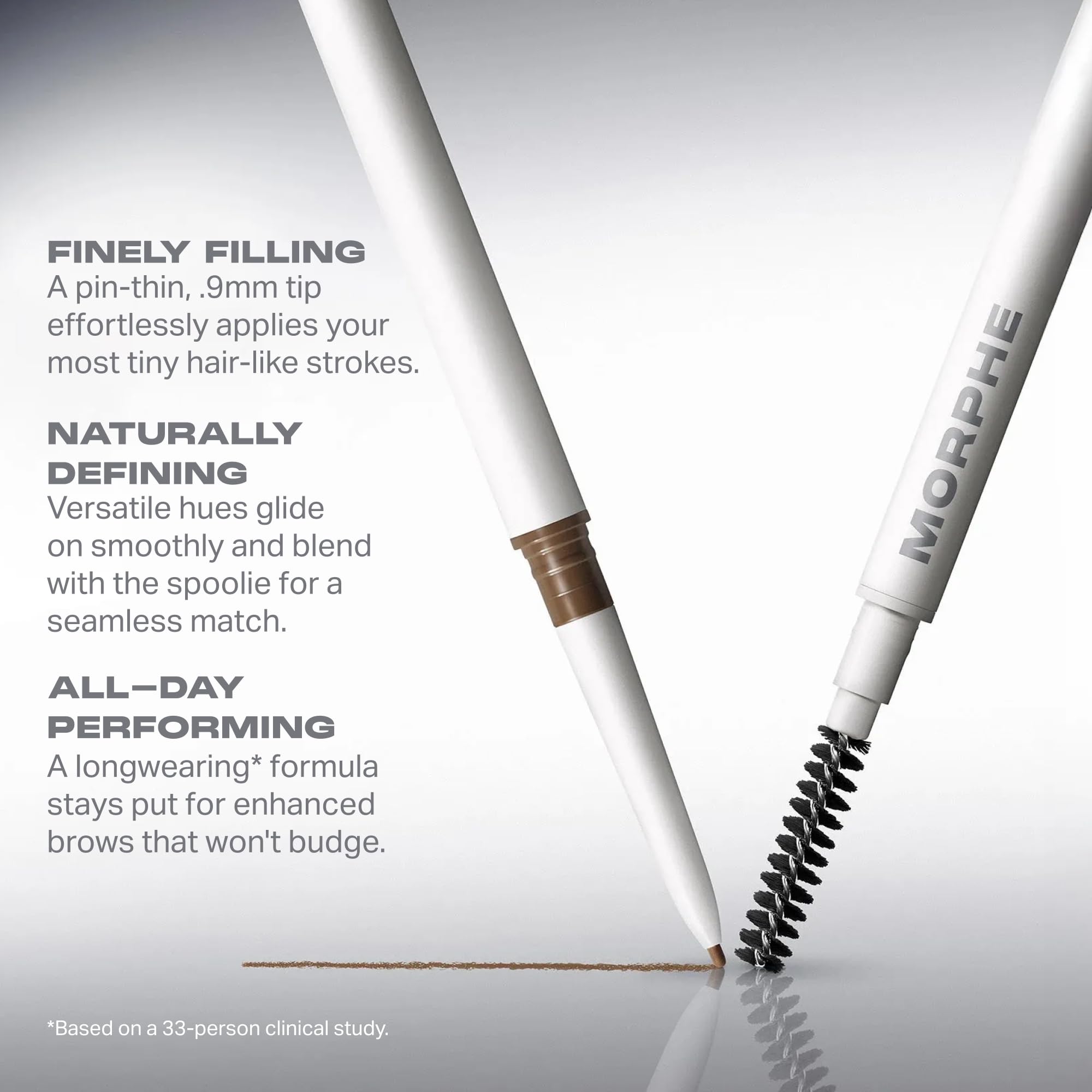 Morphe Nano Brow Pencil - Ultrafine Eyebrow Pencil for Hairlike Strokes - Precision Eye Makeup with Spoolie Brush for Natural Definition and Long-Lasting Wear - Latte (0.001 oz)