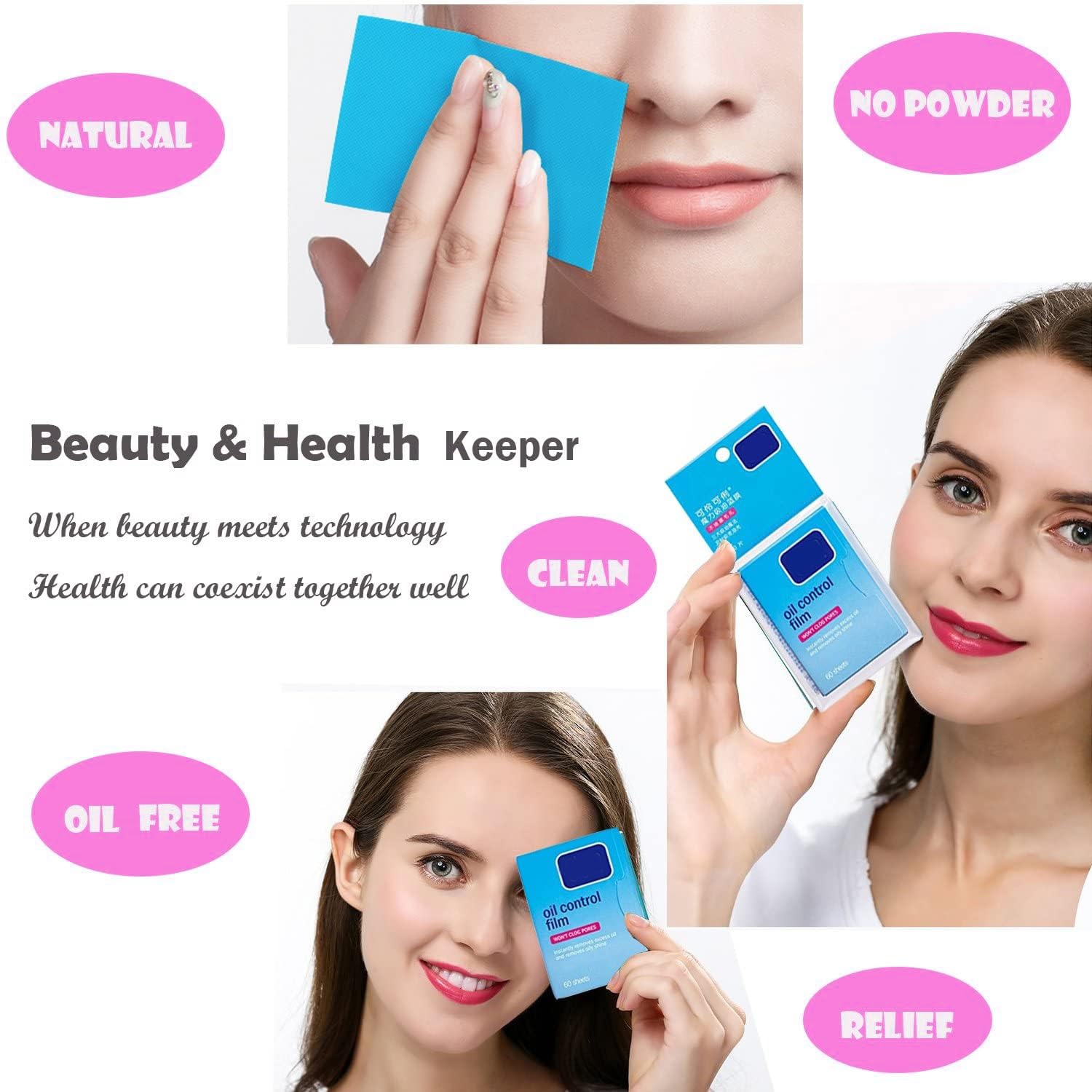 2 Packs Oil Blotting Sheets for Face (120 Sheets) - Oil Absorbing Blotting Papers for Oily Skin, Makeup-Friendly & Portable Oil Wipes