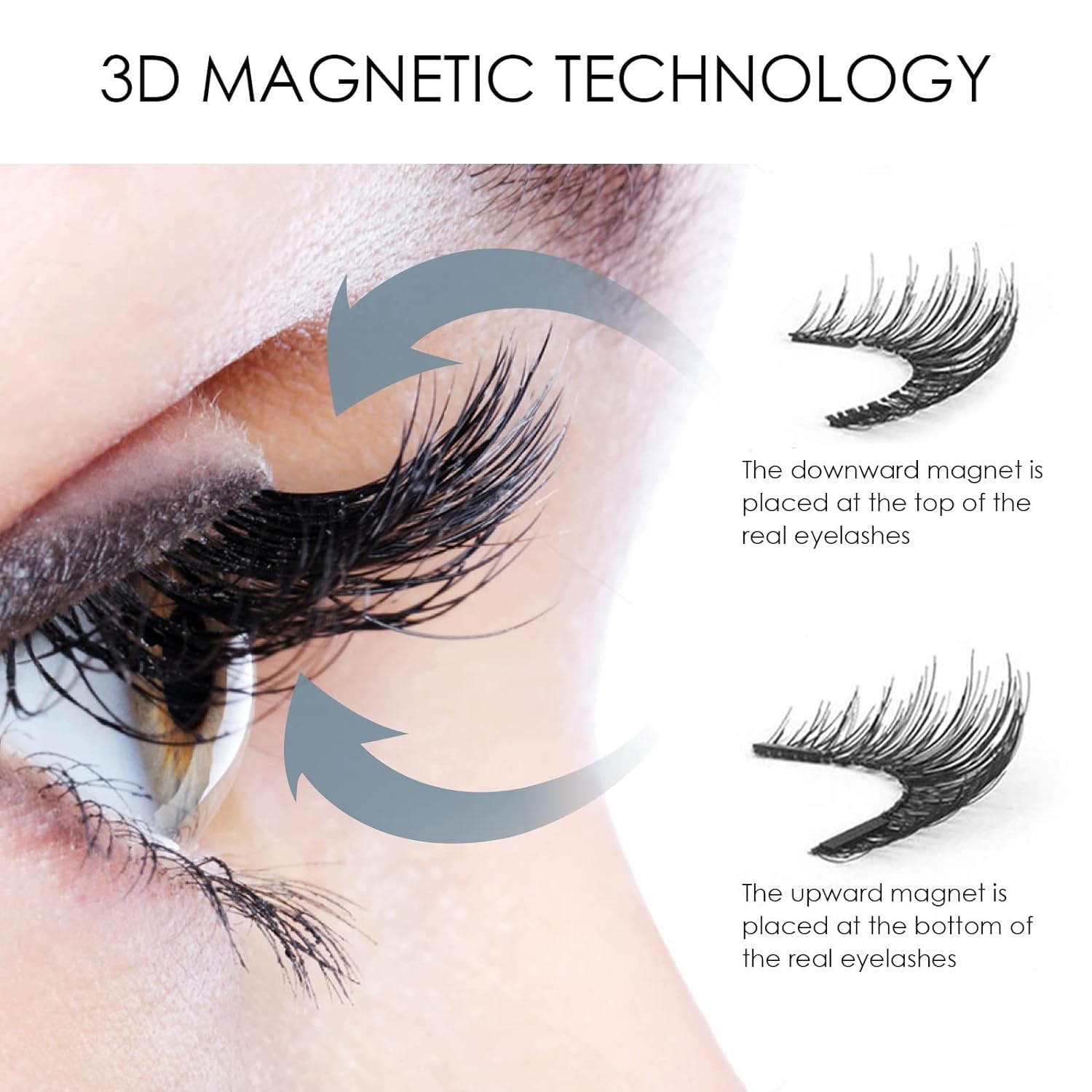 Magnetic Eyelashes, Effectively Natural Look False Lashes without Eyeliner, Light Weight & Waterproof Magnetic Eyelashes No Glue-Black