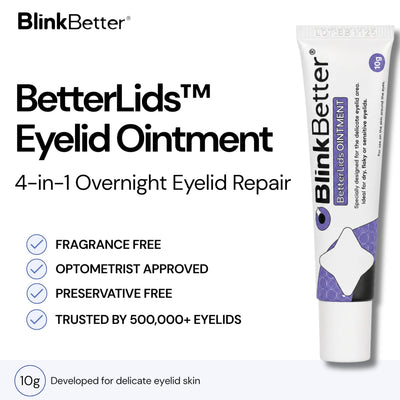 BlinkBetter BetterLids Eyelid Ointment for Dry, Itchy & Sensitive Eyelids – Deep-Moisturising Oat Complex with Shea Butter & Panthenol to Hydrate, Nourish & Soothe Delicate Eyelid Skin – 0.34 oz