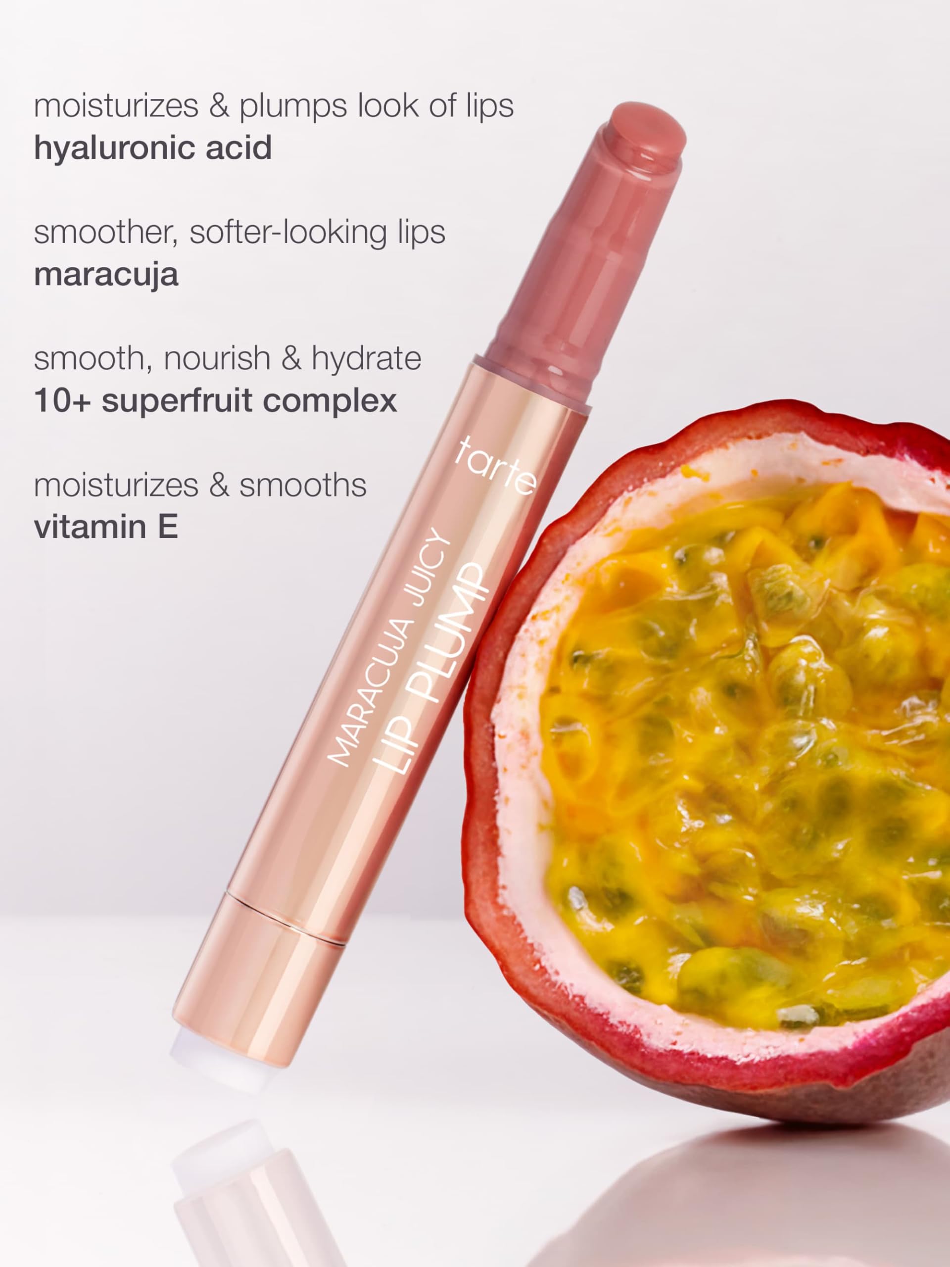 tarte maracuja juicy lip plump – Hydrating & Volumizing Lip Plumper Gloss Balm with Nourishing Hyaluronic Acid, Plumps & Moisturizes, Vegan & Cruelty-Free, full size, mixed berries