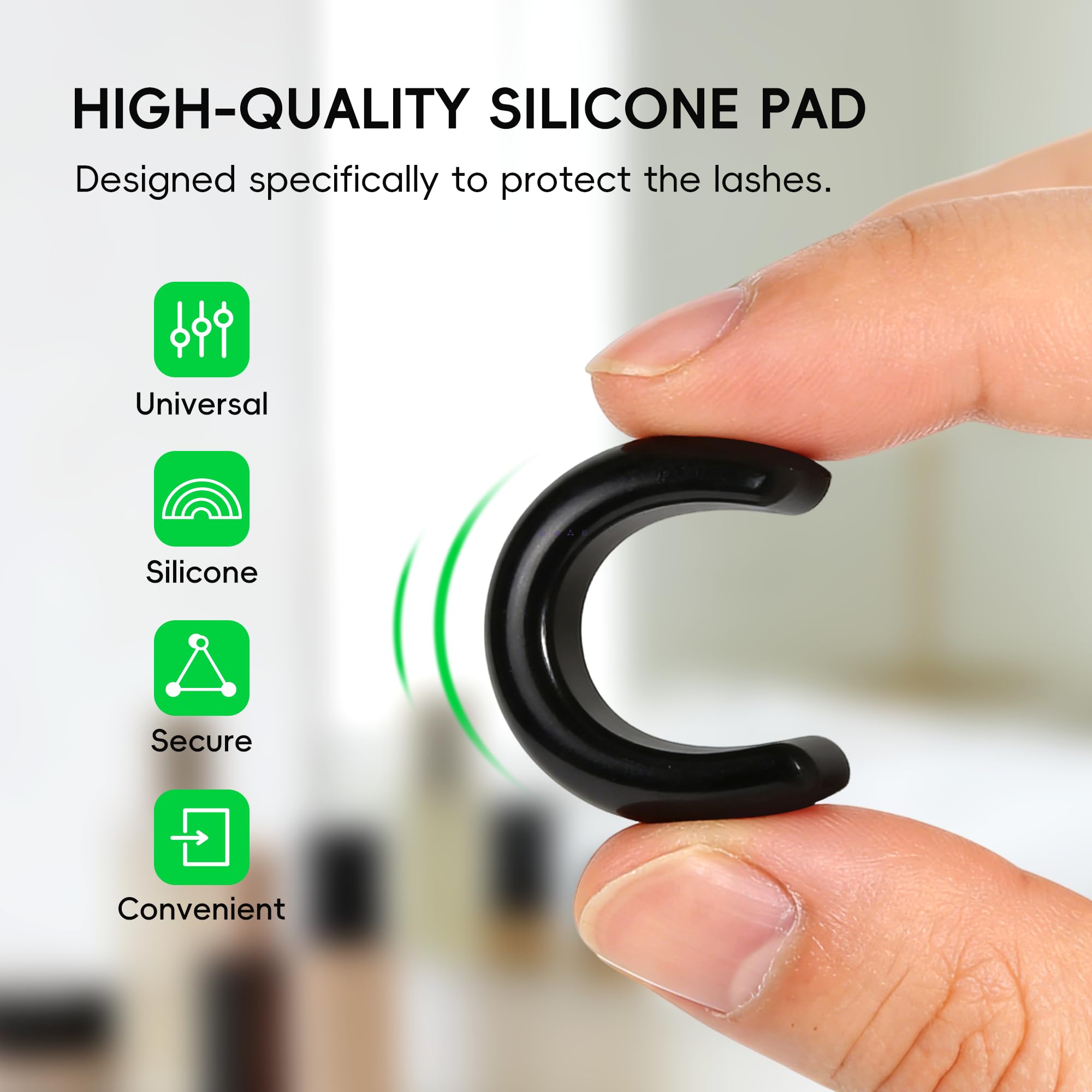 36Pack Eyelash Curler Refill Pads,Compatible with Shiseido and Most Standard Eyelash Curlers,Soft Silicone Gentle on Lashes,Trim-to-Fit Design,Easy to Replace,Curler Replacement Cushions,Black