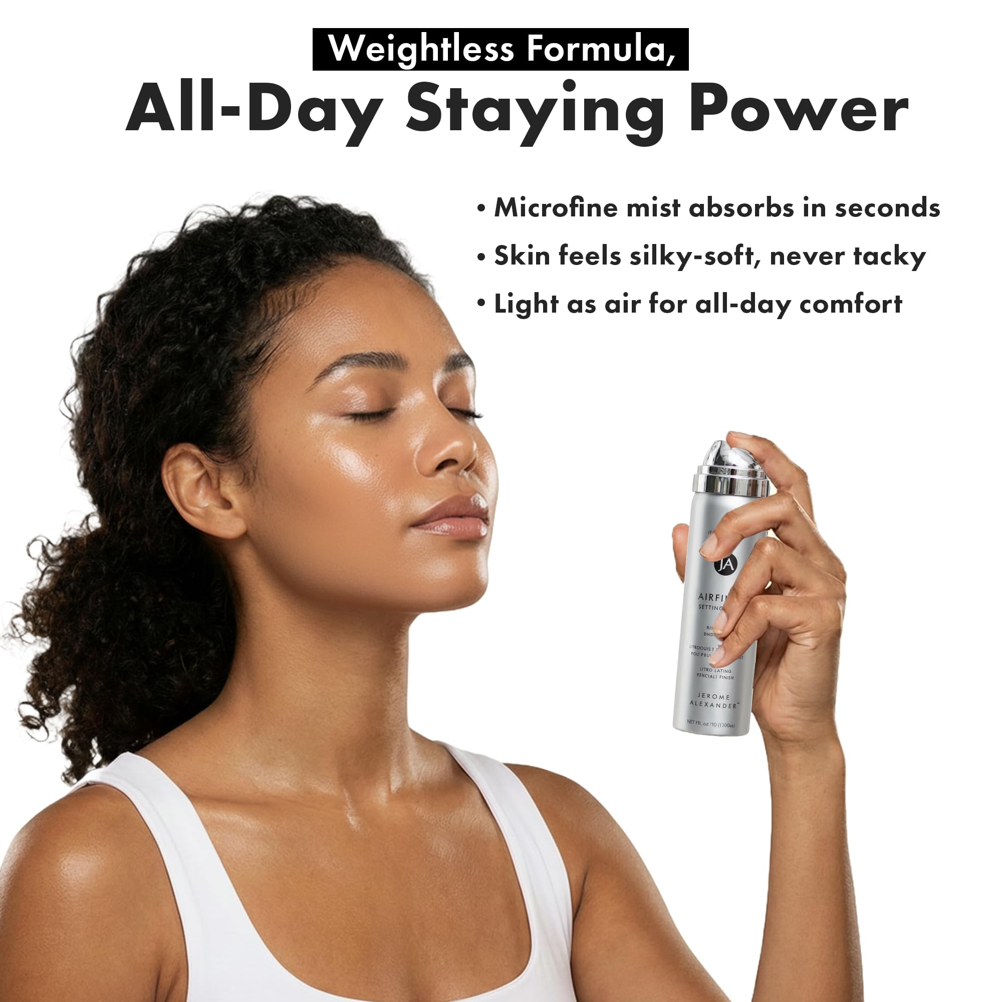 Jerome Alexander MagicMinerals AirFinish Setting Spray, Long-lasting Finishing Spray, Weightless-feel, Flawless, Matte Coverage