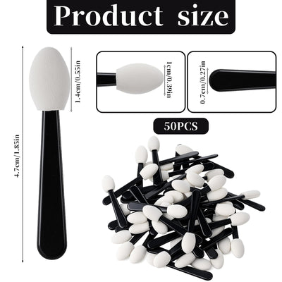 Eyeshadow Applicators Sponge Tip, 50 PCS Disposable Mini Sponge Eye Shadow Applicator Sticks, Disposable Makeup Eyeshadow Sponges Small Portable Travel Eye Makeup Brushes for Women Lips Eyes, Nail Art