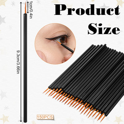 DOPENSPI 150 PCS Disposable Eyeline Brushes, Ultra-Fine Point Eye Liner Applicator with Covers Eyeliner Makeup Eye Liner Applicator MakeupTools