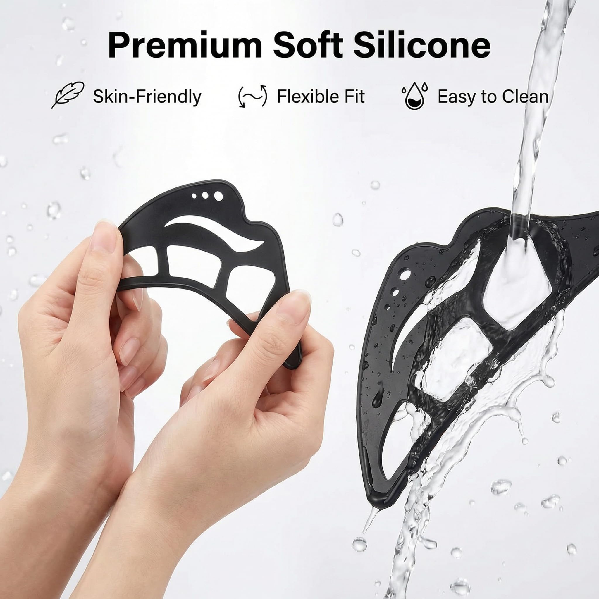 All-in-One Silicone Makeup Stencil Tool, Black, Eyeliner Guide, Eyeshadow Aid, Mascara Shield, Lip Contouring