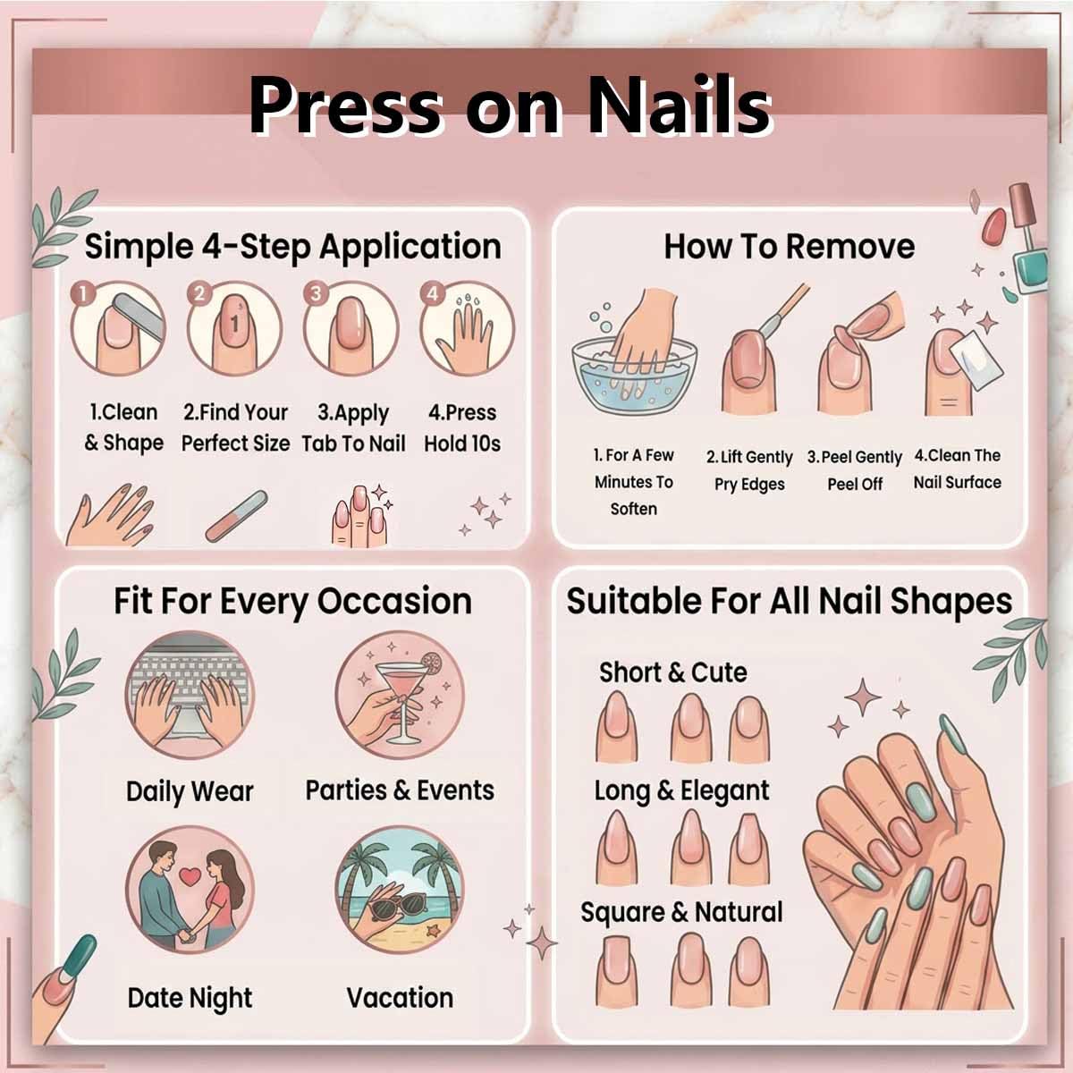 24Pcs Y2k Press on Nails French Tips Long Almond Fake Nails Fruit Polk Dot Glue on nails 3D Flower Cut Apple Design False Nails Full Cover Silver Line Handmade Nail for Women Decor