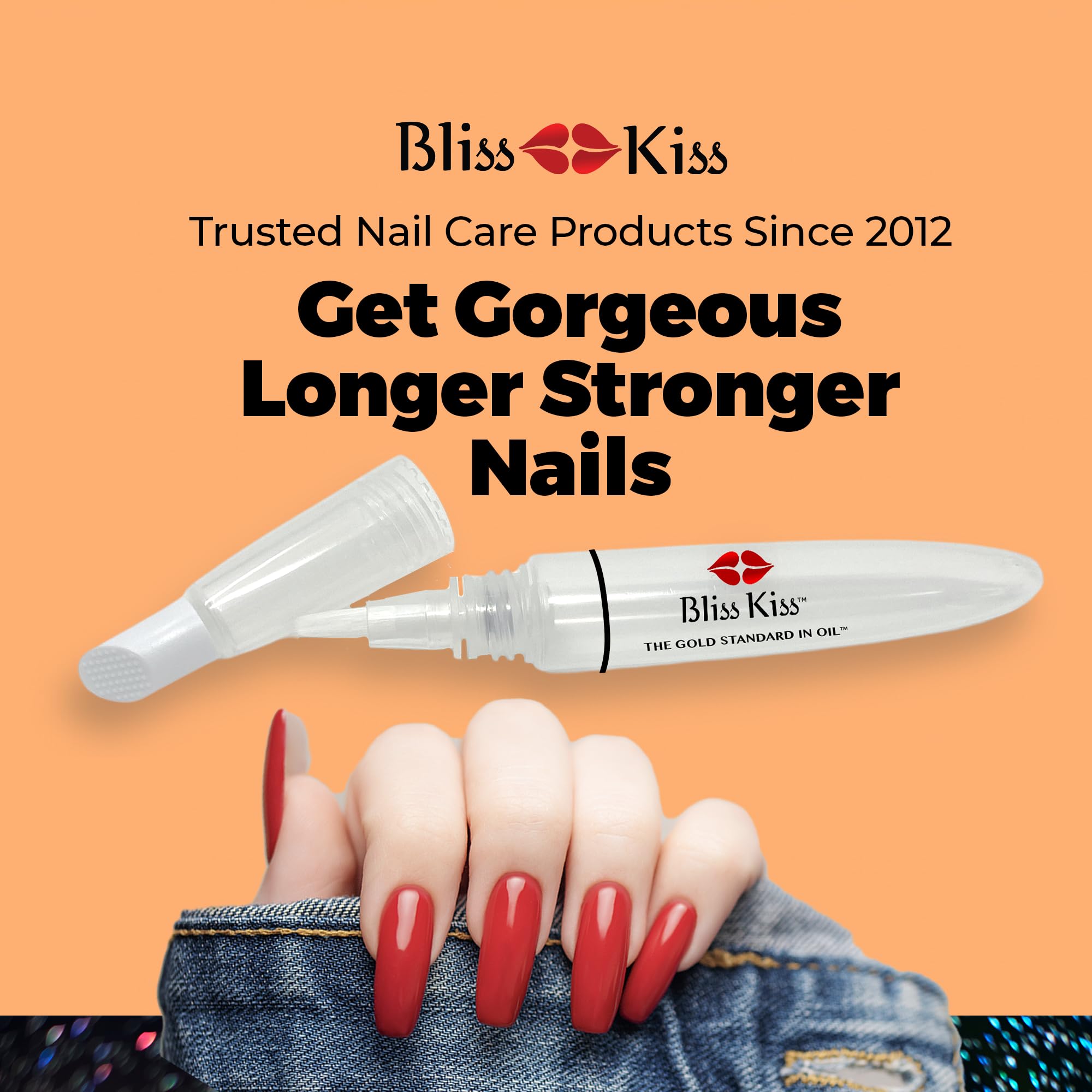 Bliss Kiss Refillable Cuticle Oil Pen with Cuticle Pusher for Nails | Empty 8 ml Nail Oil Pen with soft brush applicator | No Leaks 1-Pack