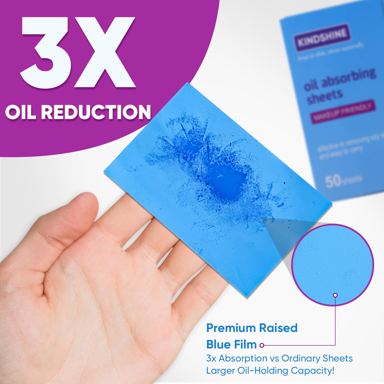 KINESHINE 150P High-Performance Oil Absorbing Sheets for Face - Makeup Friendly Blotting Papers for Oily Skin - Oil Blotting Sheets for Face