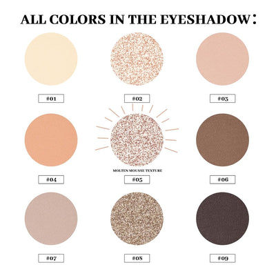 Neutral Eyeshadow palette, Nude eye shadow palette, Matte, Metallic Shimmer Finish, High-Pigment eyeshadow makeup palette with Mirror, Long-lasting Wear, Vegan, Cruelty-free - 0.5oz