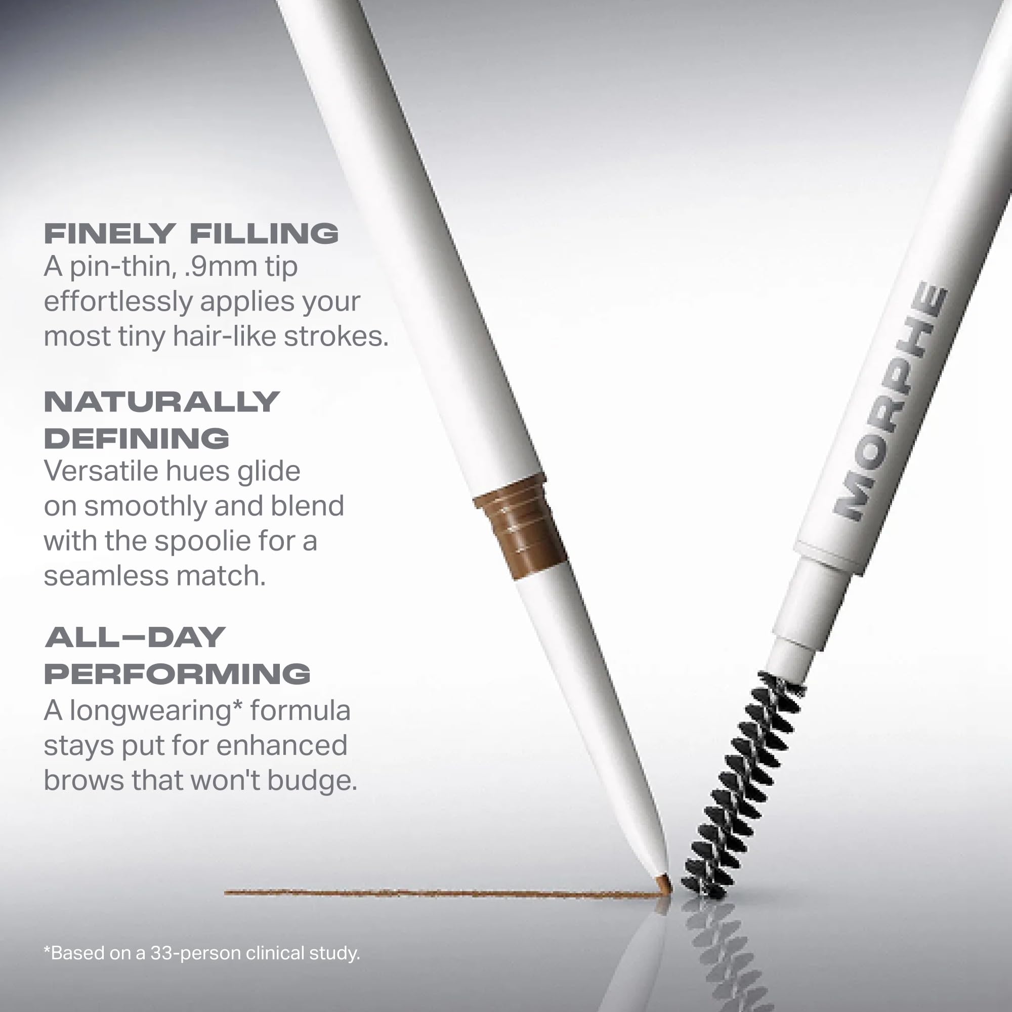 Morphe Nano Brow Pencil - Ultrafine Eyebrow Pencil for Hairlike Strokes - Precision Eye Makeup with Spoolie Brush for Natural Definition and Long-Lasting Wear - Cold Brew (0.001 oz)