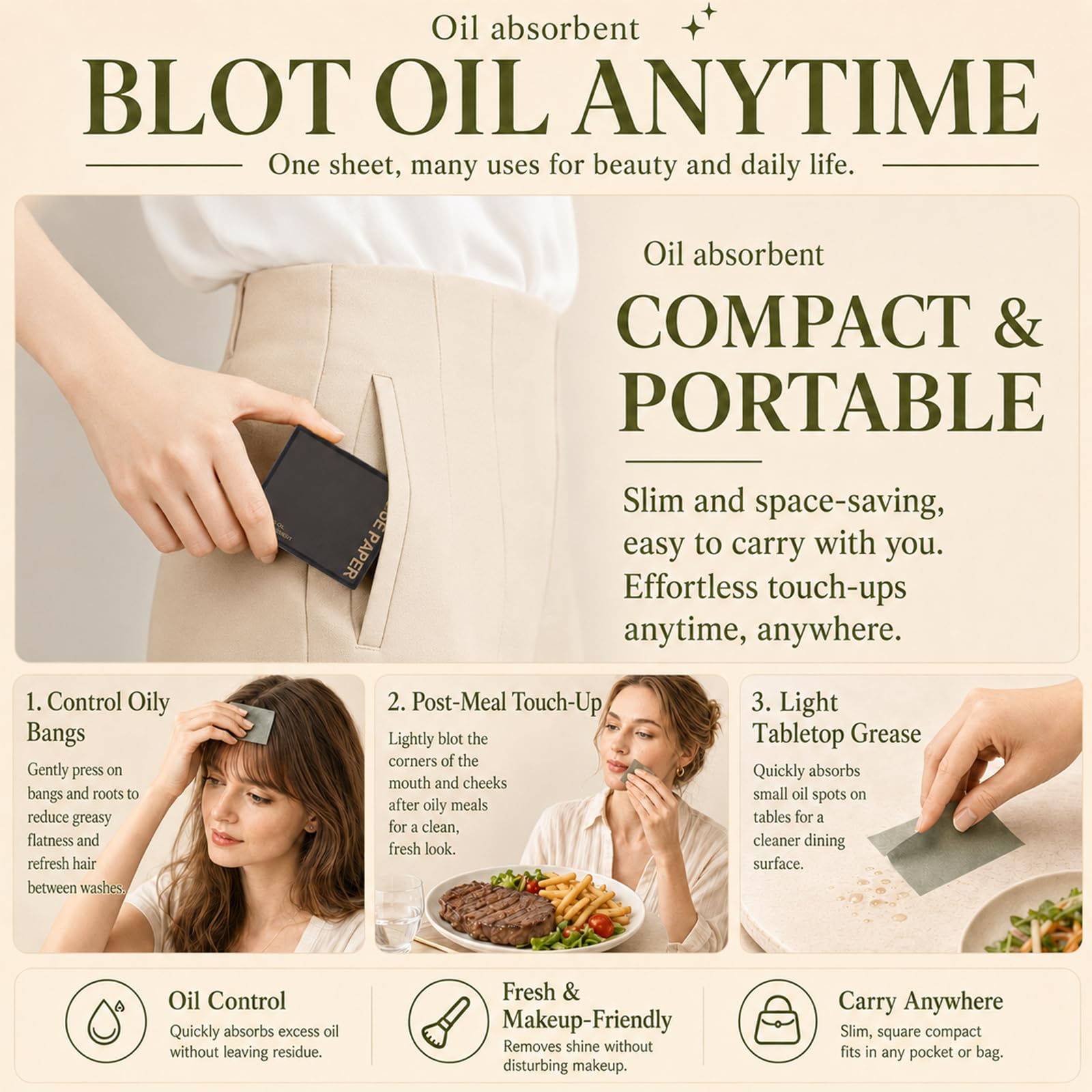 Oil Blotting Sheets for Face, 500 Pcs Blotting Papers for face with Mirror, Puff and Refill Pack, Rapidly absorb excess oils Makeup Friendly for Women with Oily Skin (Light Gray and Odorless)