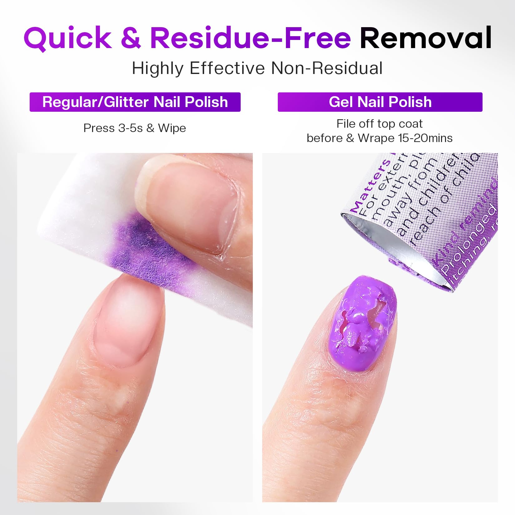 Glamonade Nail Polish Remover Pads: Acetone Gel Nail Polish Remover Wipes 50 PCS Professional Individually Wrapped Wet Wipes Rapidly Remove Gel/Fingernail Polish Travel Kit for Home & Salon Supplies