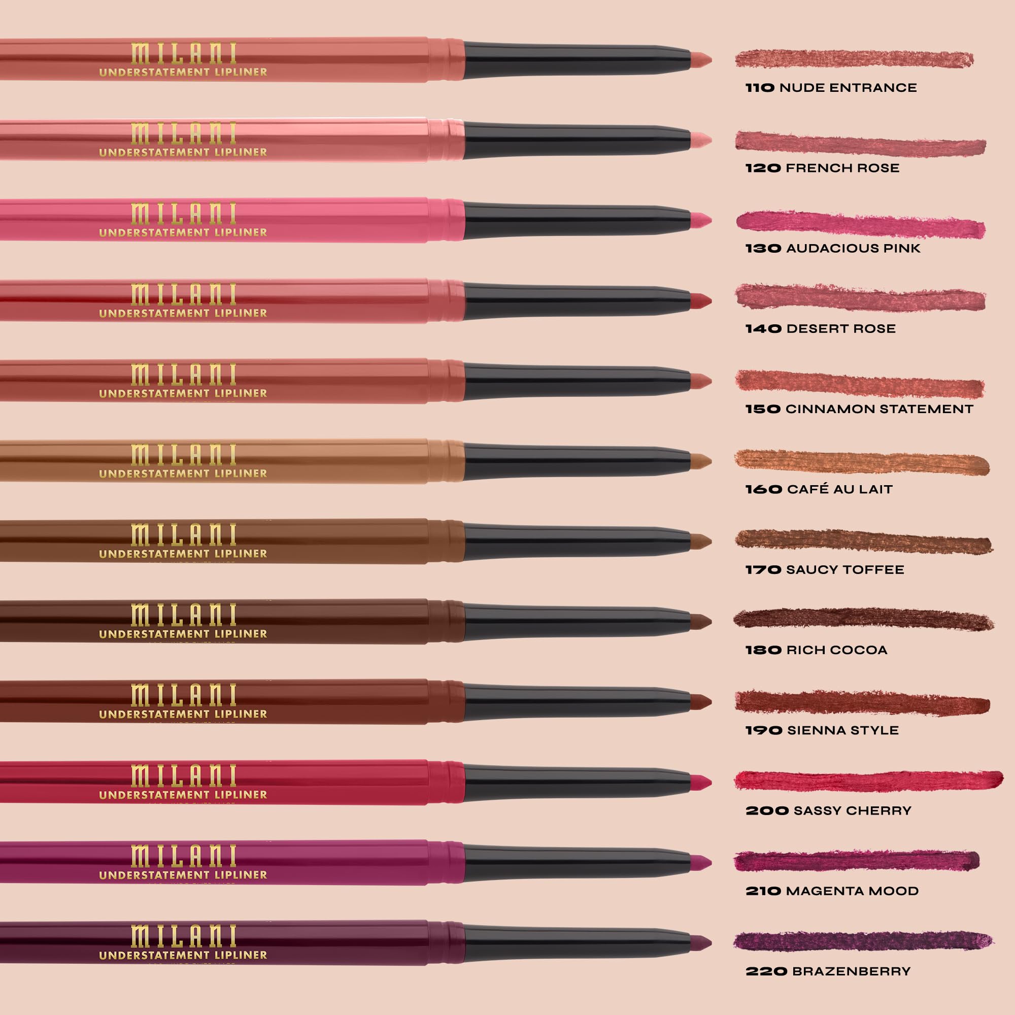 Milani Understatement Lipliner Pencil - Highly Pigmented Retractable Soft Lip Liner Pencil, Easy to Use Lip Makeup - Rich Cocoa