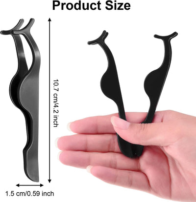 Mudder 48 Pieces False Eyelashes Applicator Tool Plastic Eyelash Extension Tweezers Fish Tail Clip Remover Tweezers Nipper Eyelash Auxiliary Clip for Women Lash Application and Removal(Black)