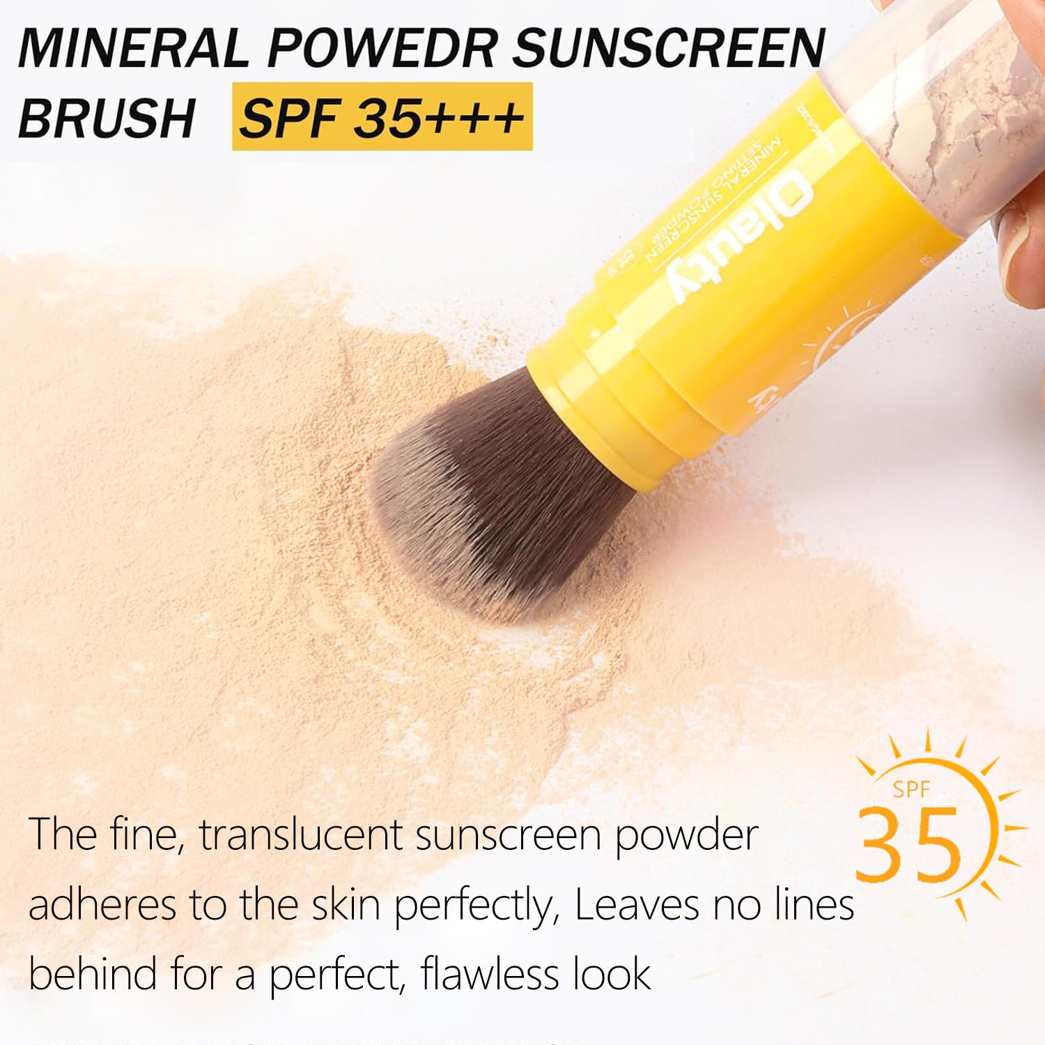 Mineral Sunscreen Setting Powder, SPF 35 Brush Sunscreen Powder for Face & Scalp, Long Lasting Lightweight Breathable, Oil Control Natural Matte Finish (#01 Translucent)