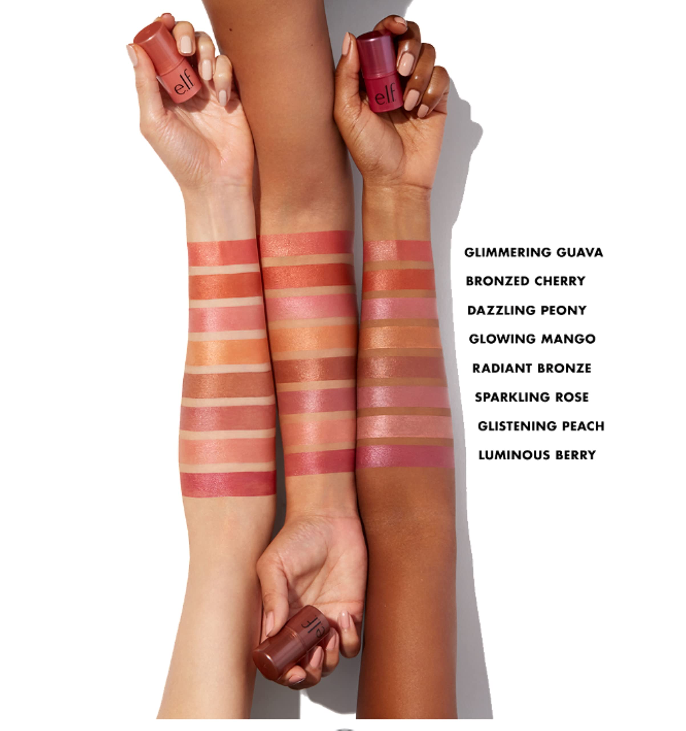 e.l.f. Monochromatic Multi Stick, Travel-Sized Luxuriously Creamy & Blendable Color, For Eyes, Lips & Cheeks, Vegan & Cruelty-Free, Dazzling Peony, 0.17 Oz