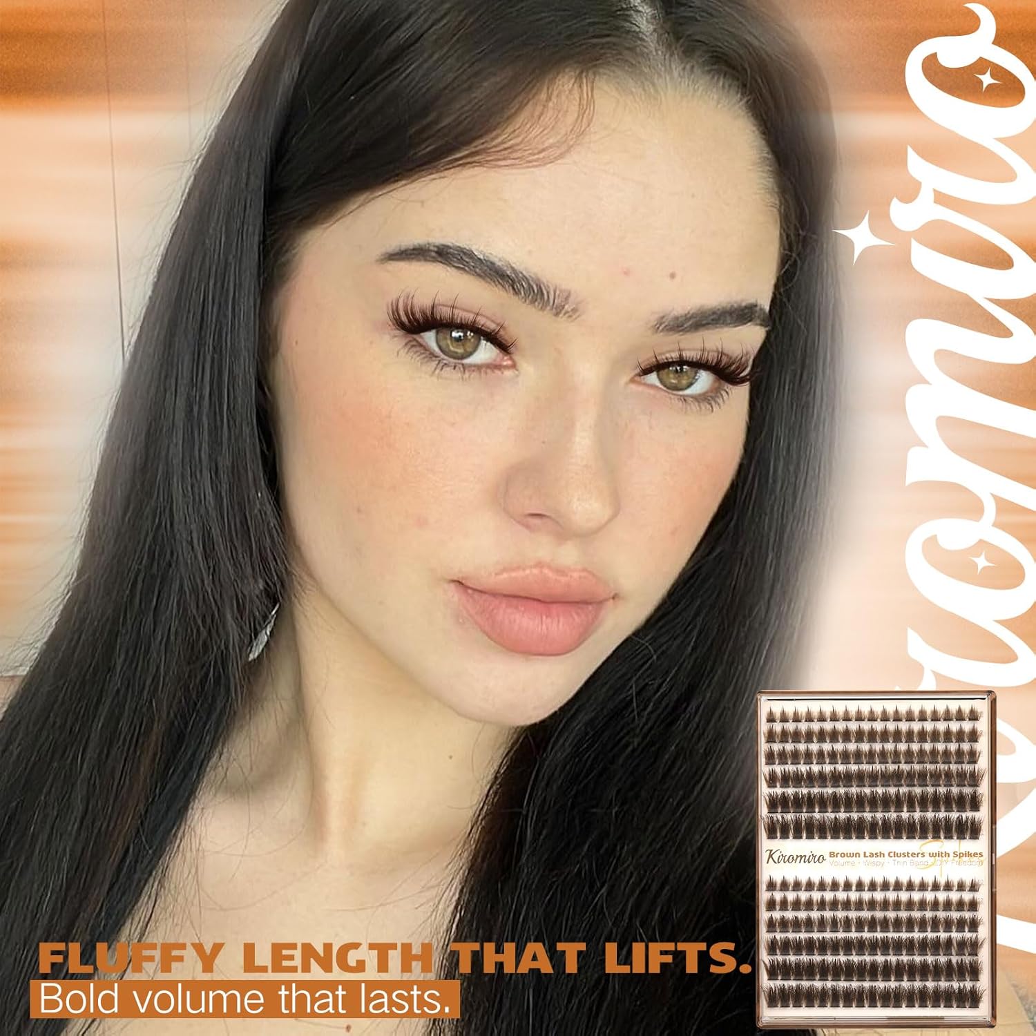 Kiromiro Brown Lash Clusters with Spikes Cluster Eyelash Extensions 10-20mm DIY Eyelash Clusters Wispy 204pcs Individual Lash Extensions Fluffy Cluster Lashes