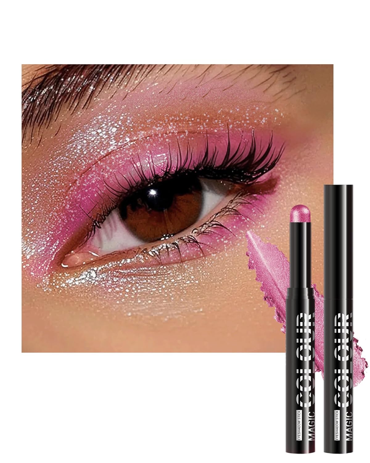 Waterproof Cream Eyeshadow Stick, Purple Shimmer Highly Pigmented Long-lasting Eye Shadow Pencil, Metallic Blendable Eyeshadow Brightener Applicator Stick, Hypoallergenic Women Eye Highlight Makeup-23