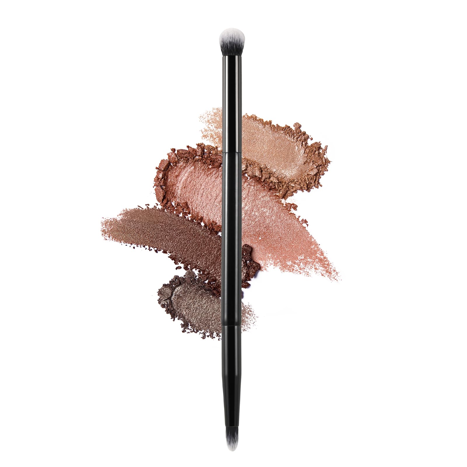 Double-ended Makeup Brush for Eyes, Professional Dual Ended Eye Shadow Blending Highlighter Brush, Small Travel Size for Cream, Liquid & Powder, Concealer & Highlighter Eye Make Up Brush (Black)