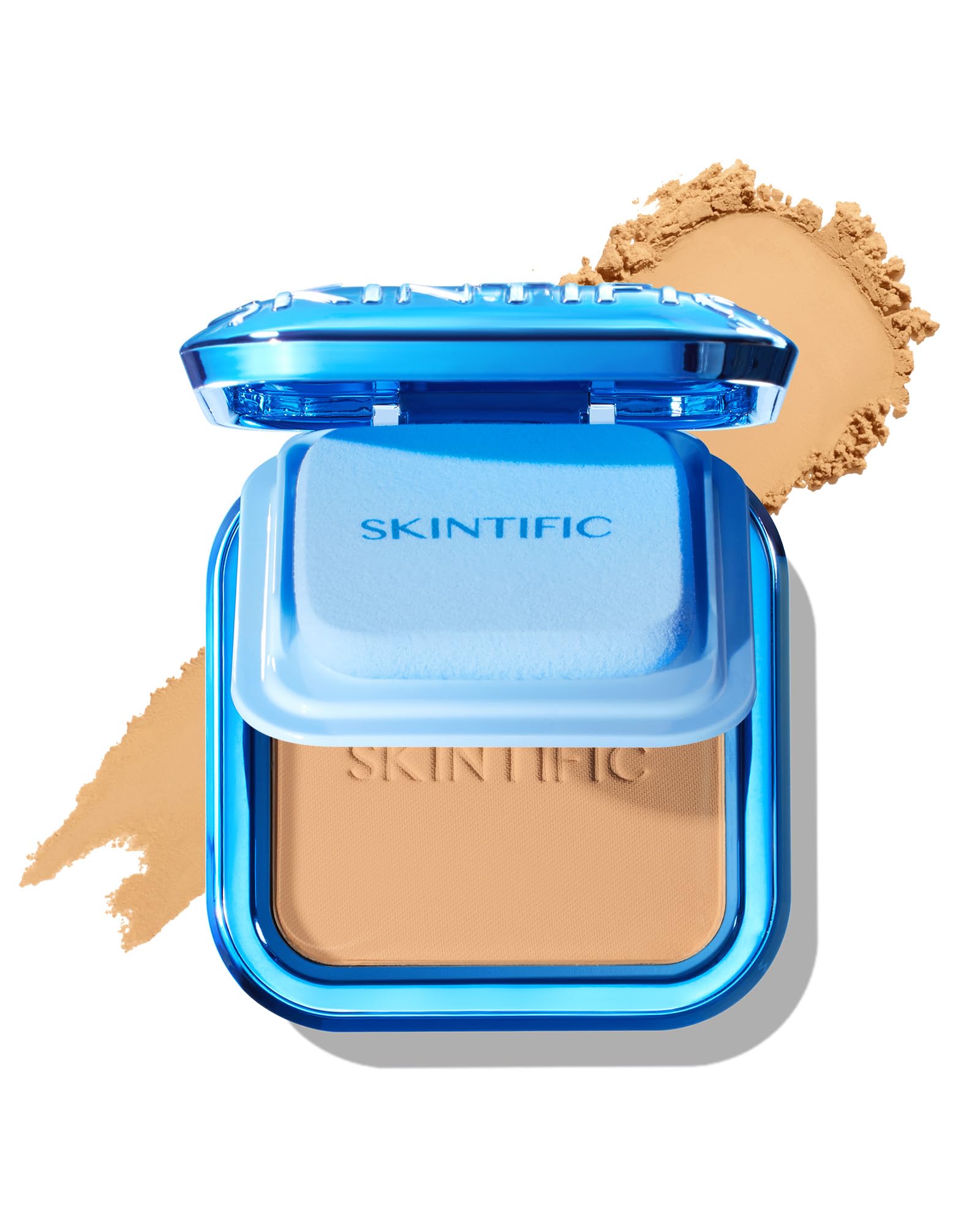 SKINTIFIC Ultra Cover Powder Foundation, Full Coverage Matte Finish, One-Swipe Flawless Pressed Powder with Oil Control, Lightweight & Long-Lasting, Pore-Blurring for Oily Skin (04 Beige)