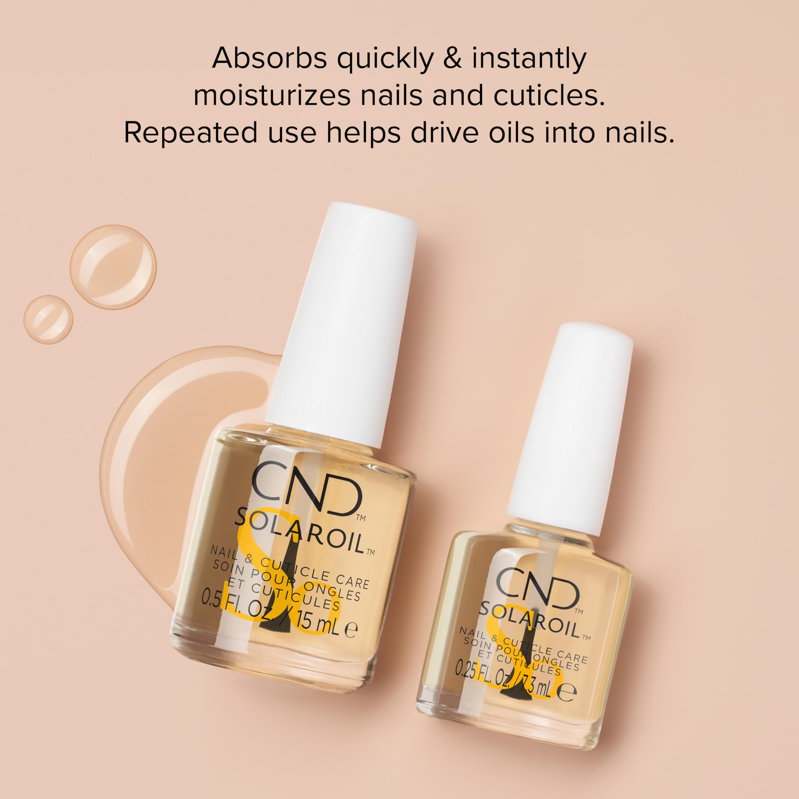 CND SolarOil Cuticle Oil, Natural Blend Of Jojoba, Vitamin E, Rice Bran and Sweet Almond Oils, Moisturizes and Conditions Skin, 0.25 fl oz