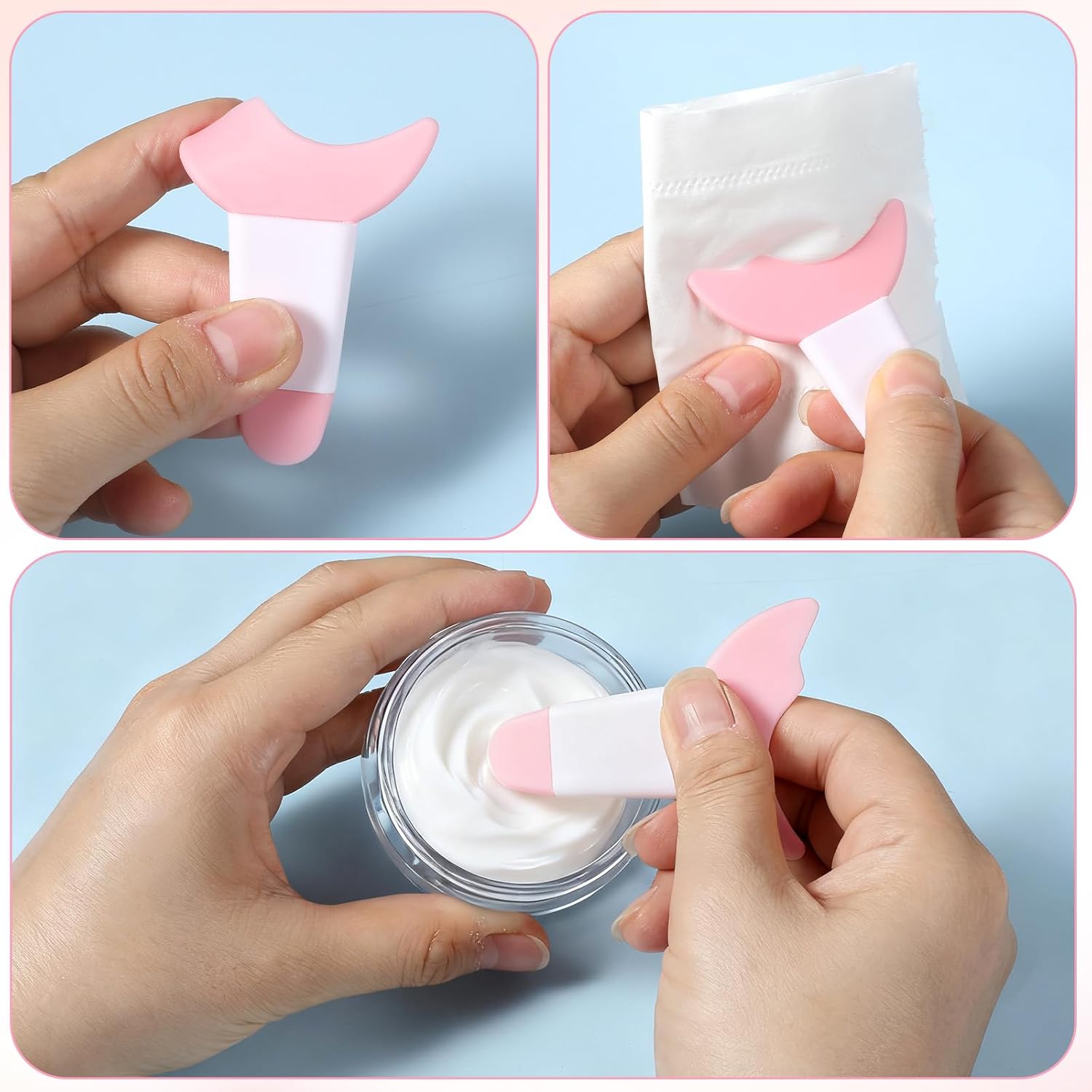 4 PCS Mascara Eyelash Applicator Guard Tool, Reusable Silicone Eyeliner Aid Mascara Shield Pink Eyelash Lipstick Eyeshadow Applicators Aid Tool Multifunctional Makeup Stencil for Women, Beginners