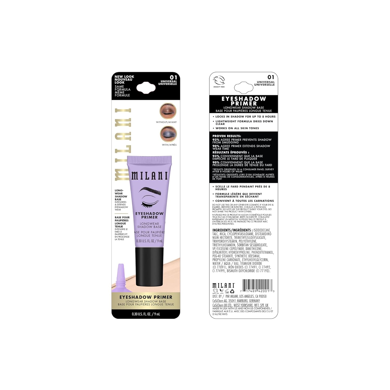 Milani Eyeshadow Primer - 2 Pack | Primer Face Makeup Eye Shadow Primer Base | Makeup Primer for Face | Vegan, Cruelty-Free, Made for Long-Lasting Wear | Use with Eye Shadow Palettes
